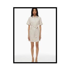 WILFRED Linen Shirt Dress In Size Medium, Cream Colored